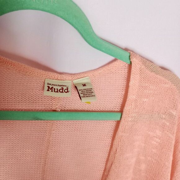 ⭐ Mudd Womens Short Dolman Sleeve Open Knit Cardigan Sweater Peach Oversized Med - Picture 5 of 7